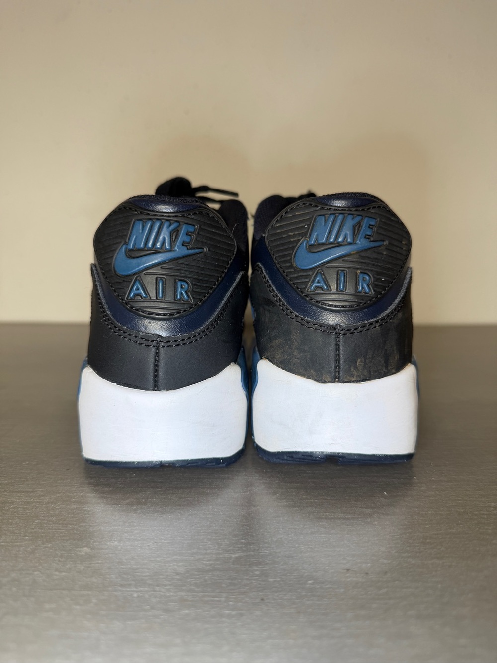 Nike Air Max 90 Leather Sneakers Youth 7Y 833412-402 Navy Blue - Picture 8 of 10